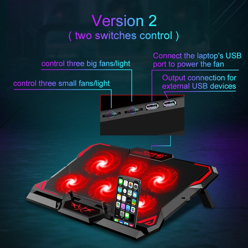 17inch Gaming Laptop Cooler Six Fan