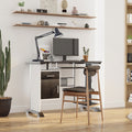Bureau d'ordinateur, 100 x 52 x 75 cm, bureau avec tablette coulissante pour clavier, tiroirs et support d'unité centrale, table informatique pour étudier noyer foncé et blanc