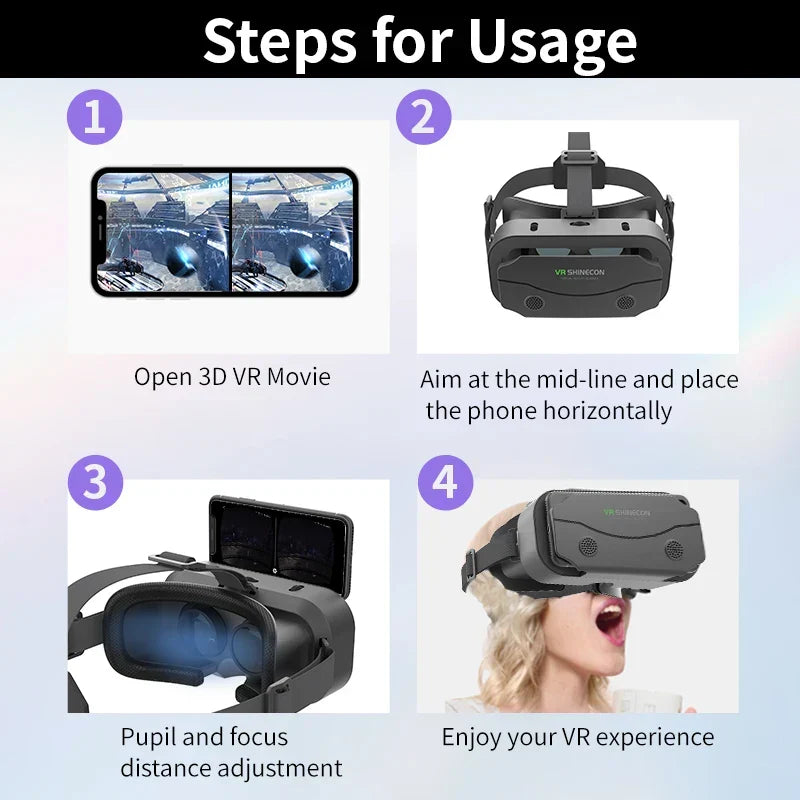 3D VR Glasses with Smart Goggles for Smartphones